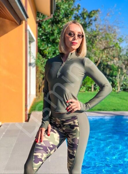 158 Top Wear With Finger Khaki Color