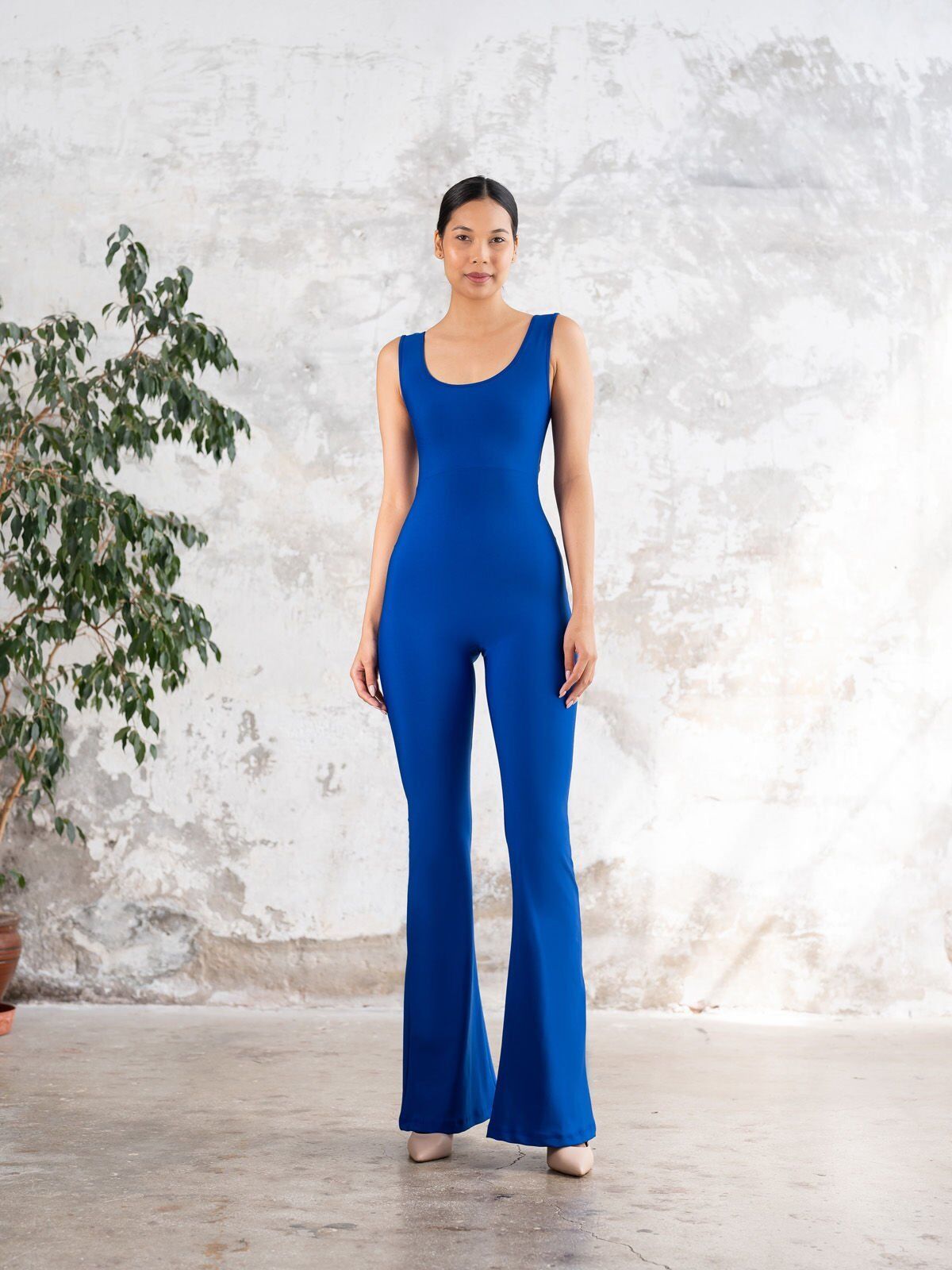 1506 Spanish, Scrunch Butt Jupsuit Blue Color