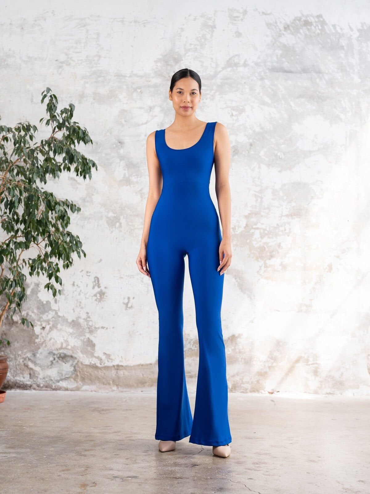 1506 Spanish, Scrunch Butt Jupsuit Blue Color