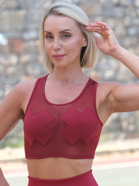 227 Tulle Detailed  Spor Bra Bordo