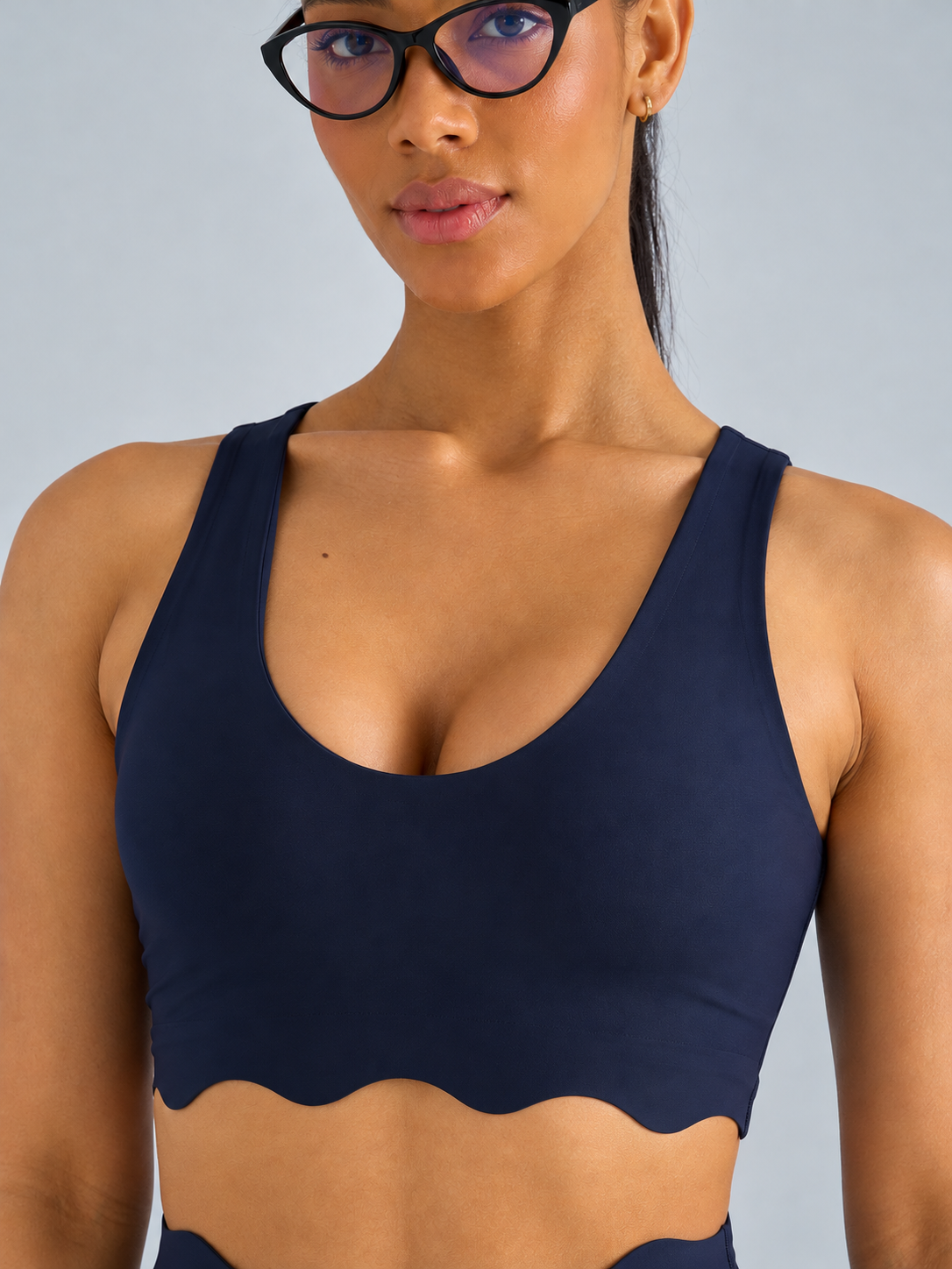 602 Scollop Spor Bra Navy Blue