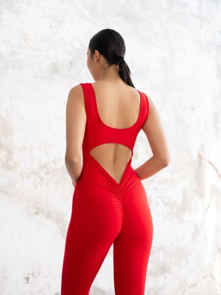 1401 Scrunch Butt Jumpsuit Red Color
