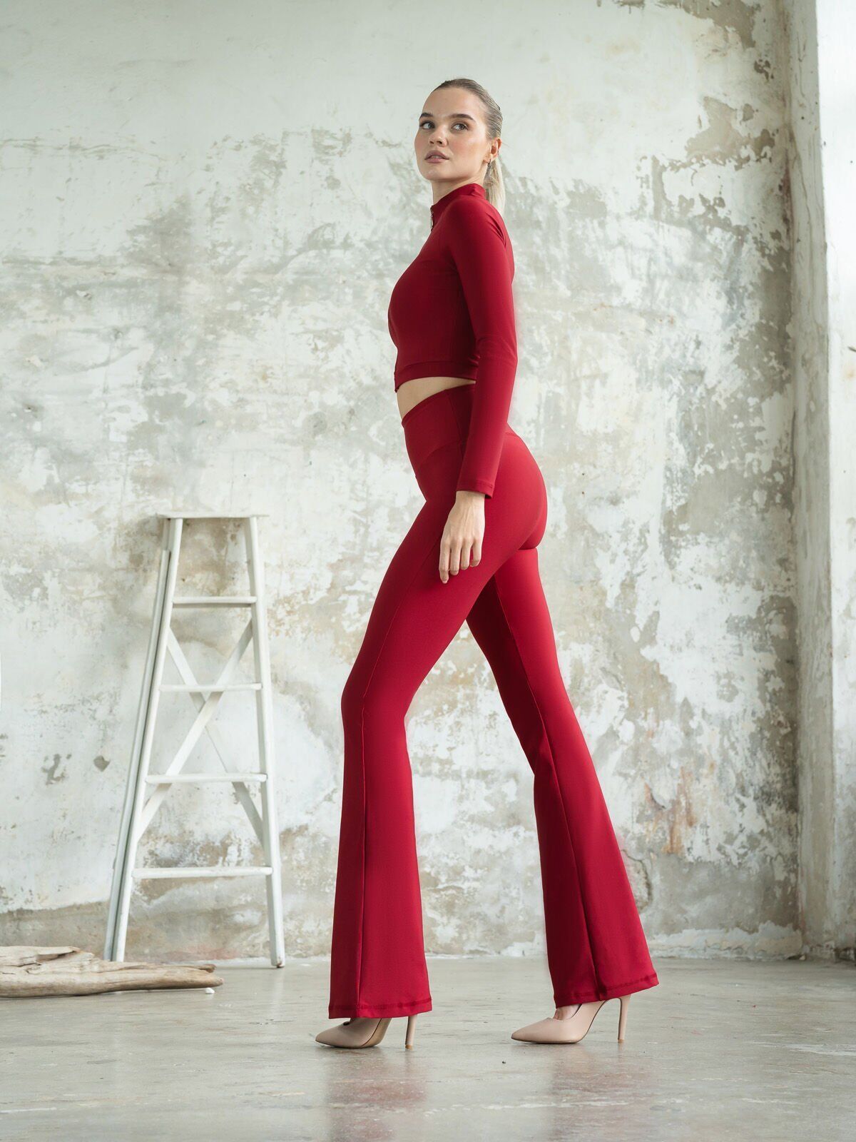 1254 Spanish Leggings Bordeaux coloured