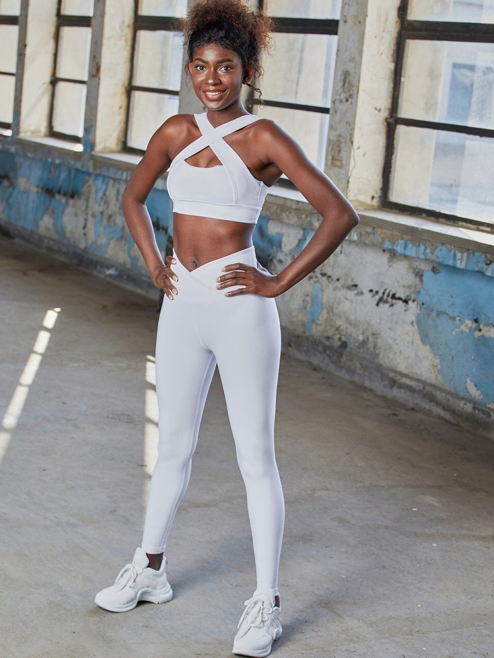 1085 We Waist Leggings White Color