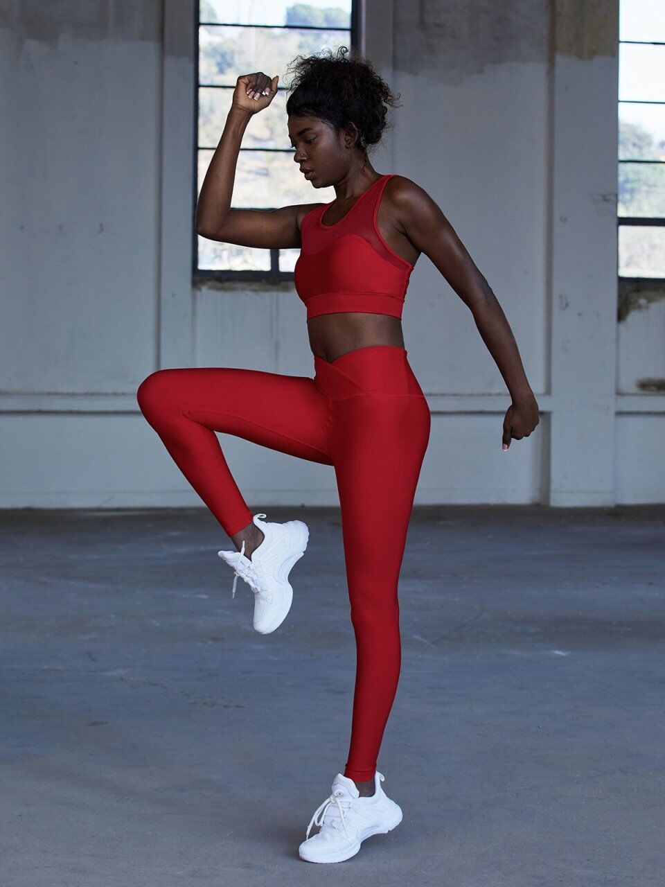 1086 We Waist Leggings Red Color