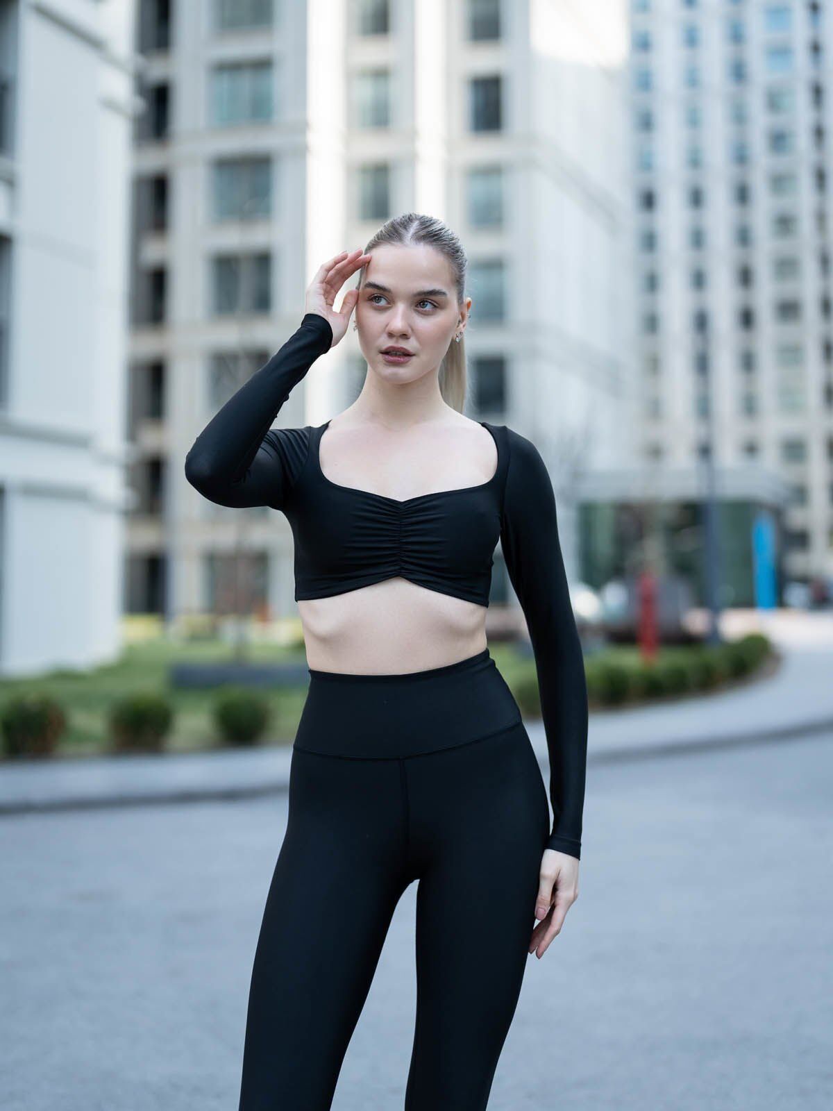 080 Ruffled Tshirt Black Color