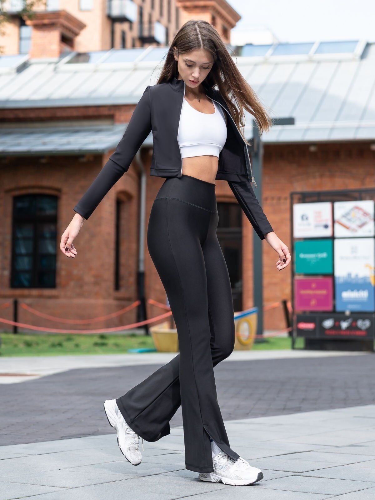 1257 Slit Spanish Leggings Black Color
