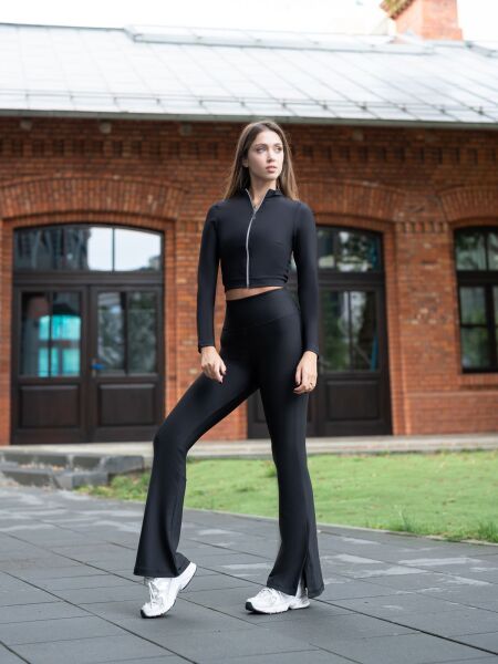 1257 Slit Spanish Leggings Black Color