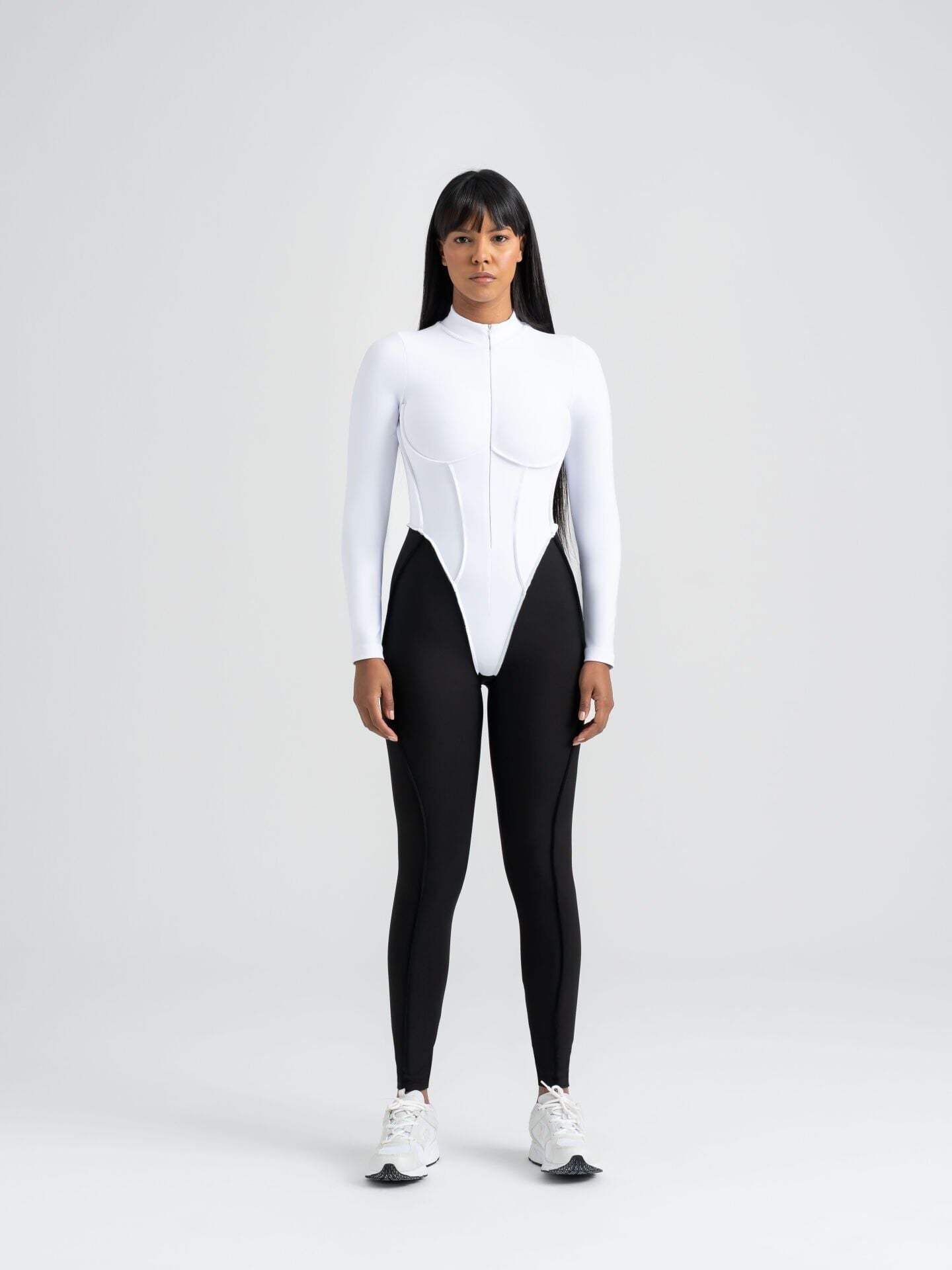 2363 Sculp Line Jumpsuit Black- White