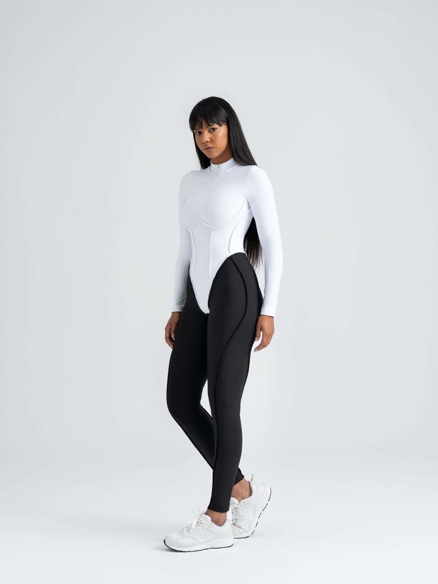 2363 Sculp Line Jumpsuit Black- White
