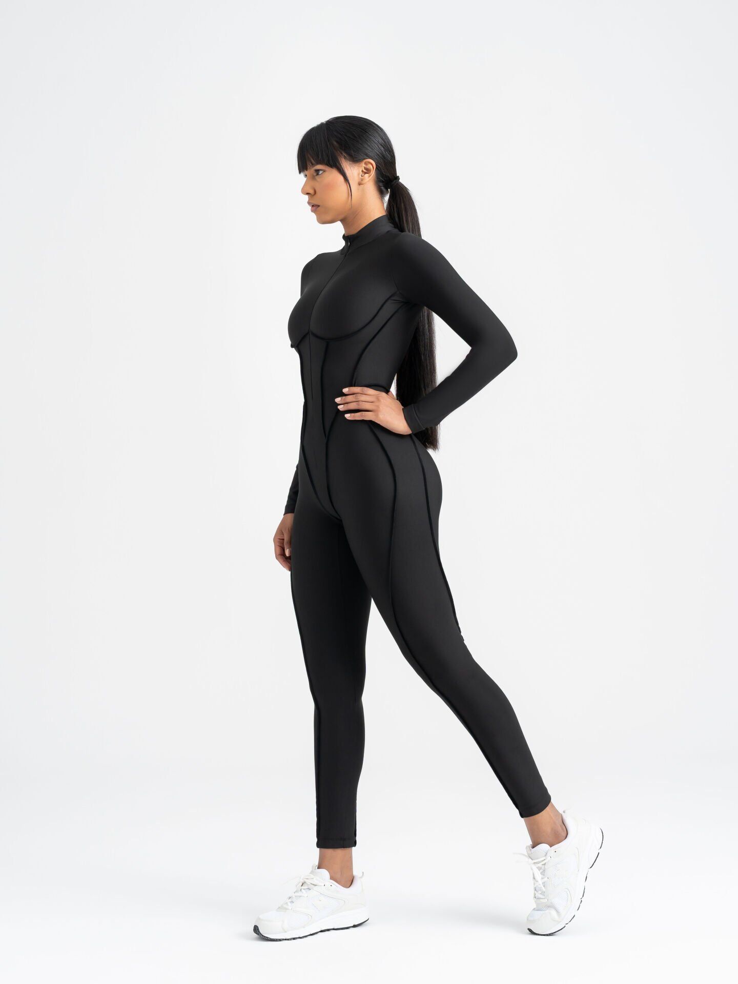 2364 Sculpt Line Jupmsuit Open Back Black Color