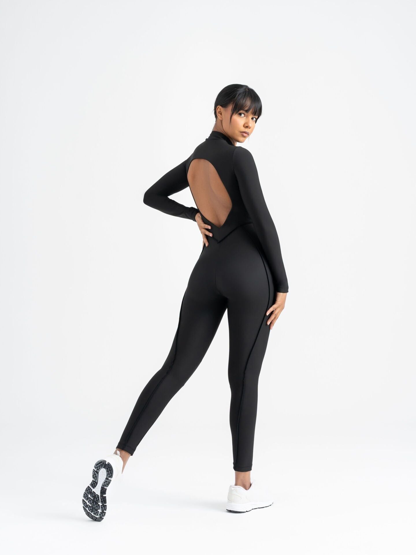 2364 Sculpt Line Jupmsuit Open Back Black Color