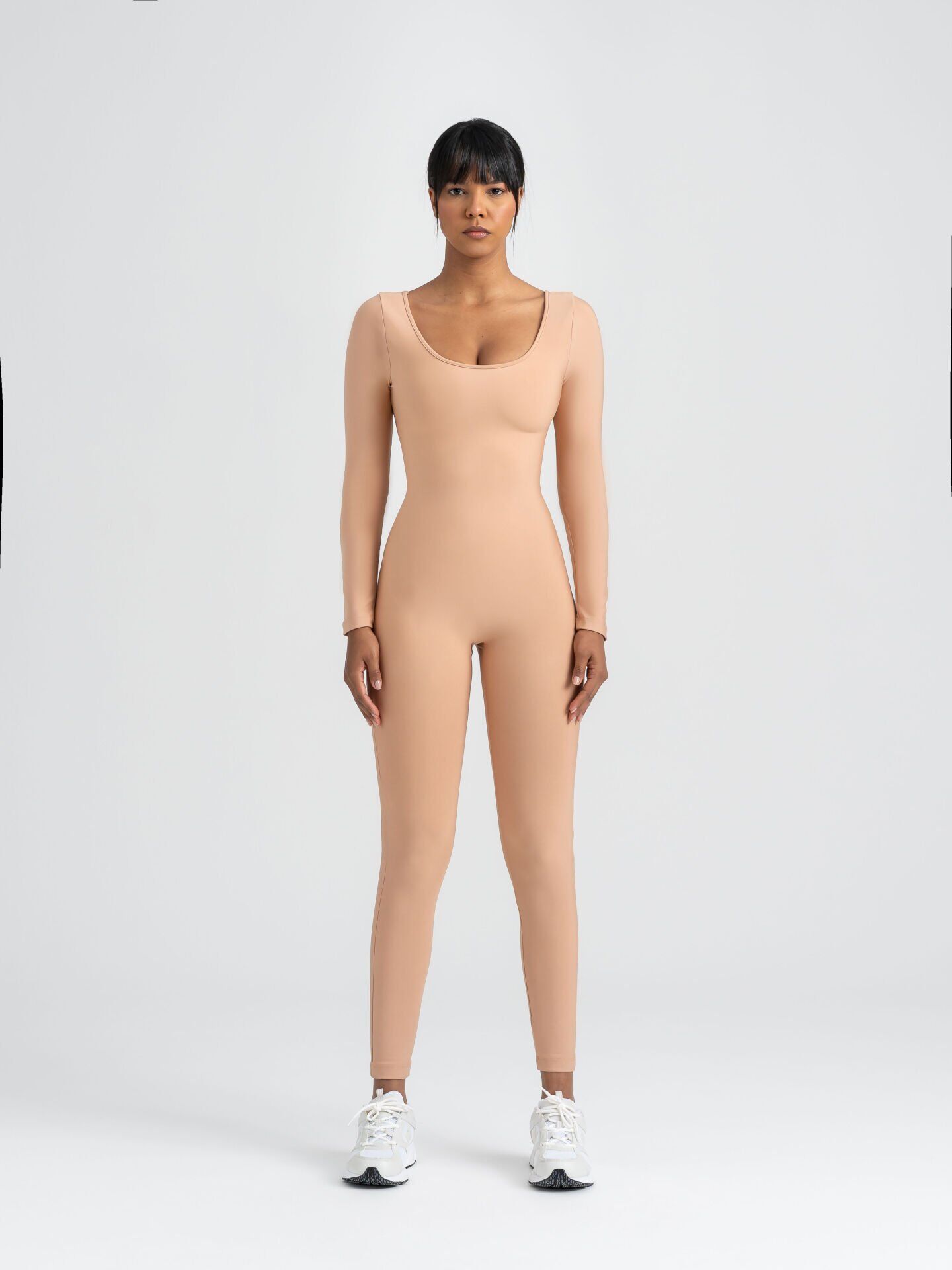 2507 Sleeve  Scrunch Butt Jumpsuit Nude Color