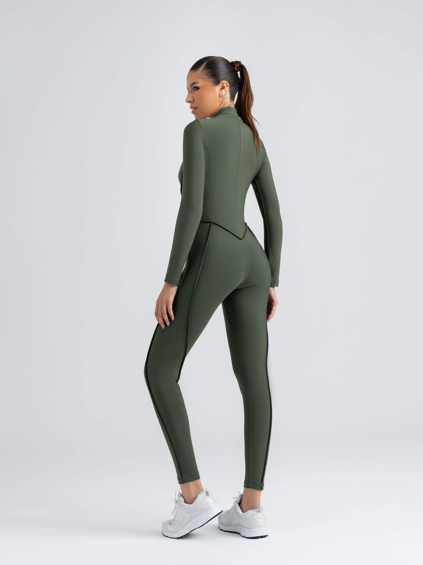 2356 Scuplt Line Jumpsuit Khaki Color