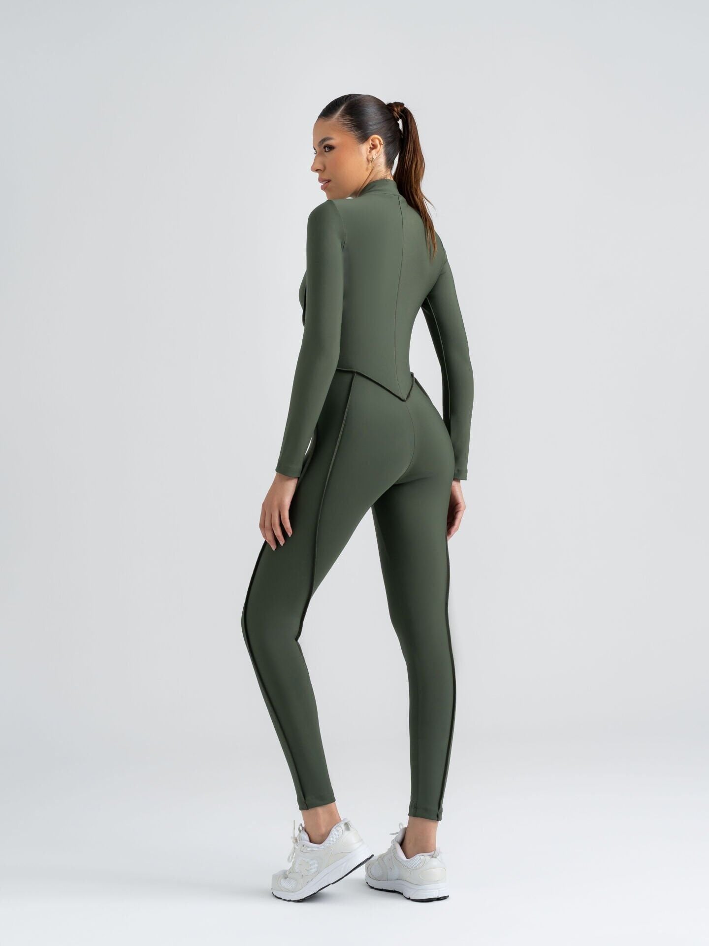 2356 Scuplt Line Jumpsuit Khaki Color