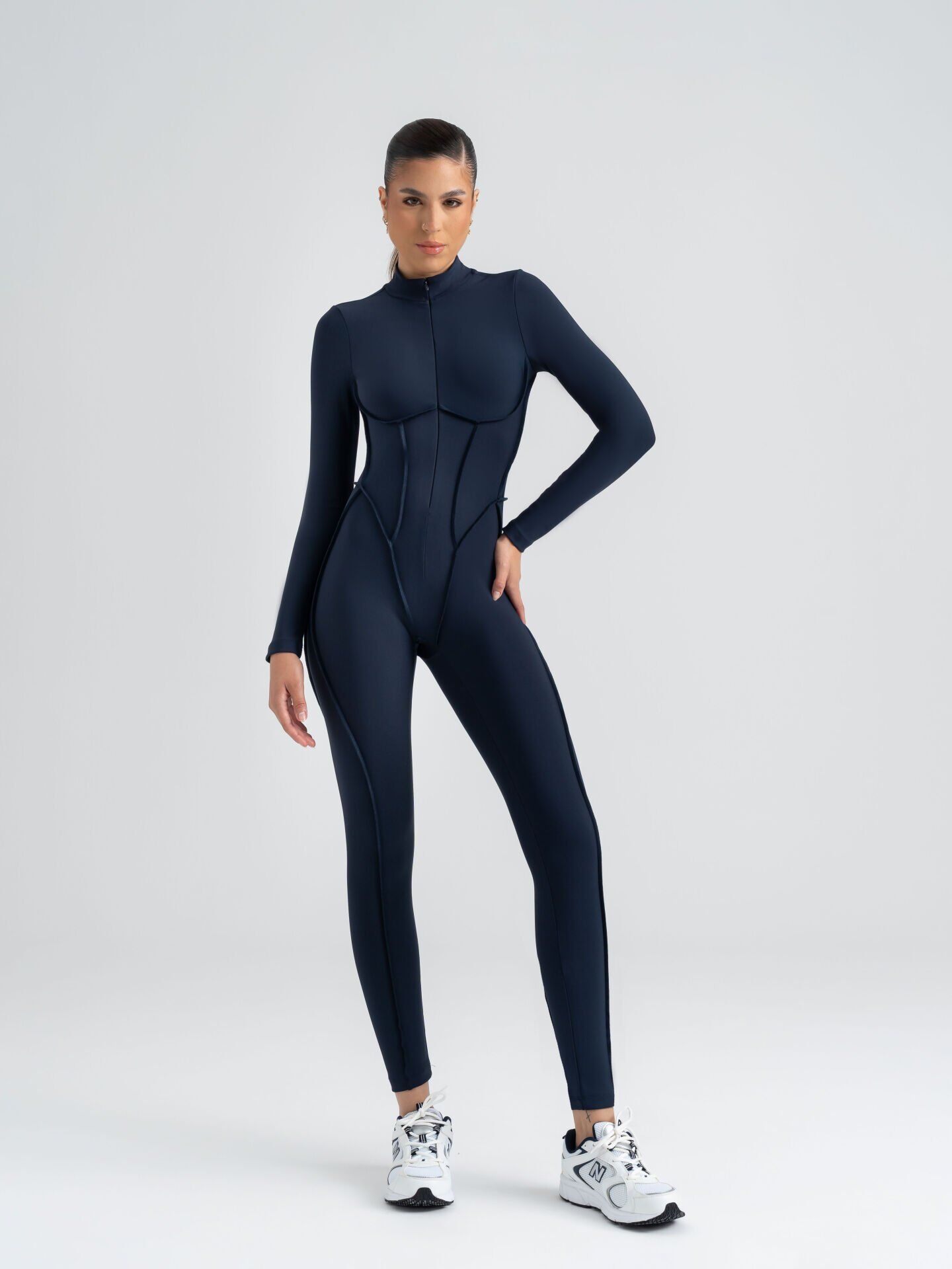 2359 Scuplt Line Jumpsuit Navy Blue