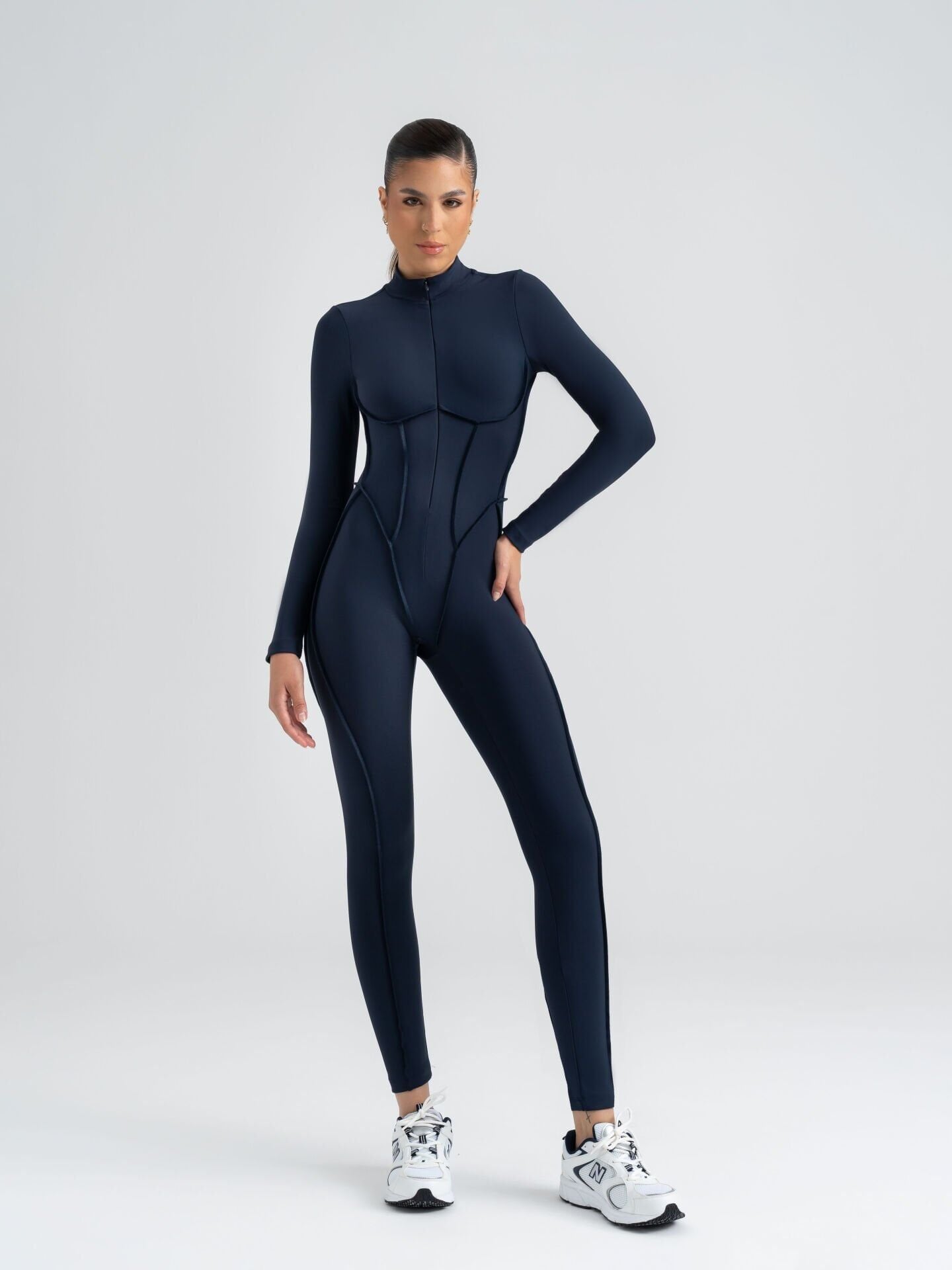 2359 Scuplt Line Jumpsuit Navy Blue