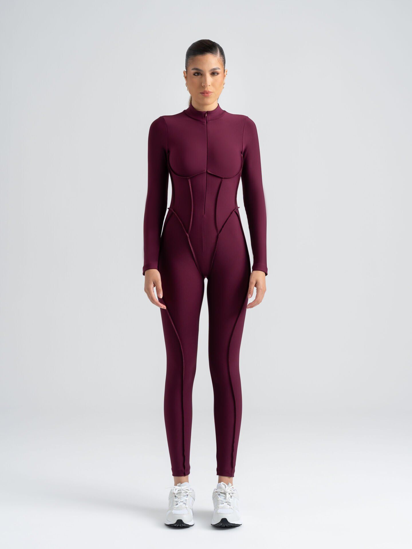 2360 Scuplt Line Jupmsuit Damson Color