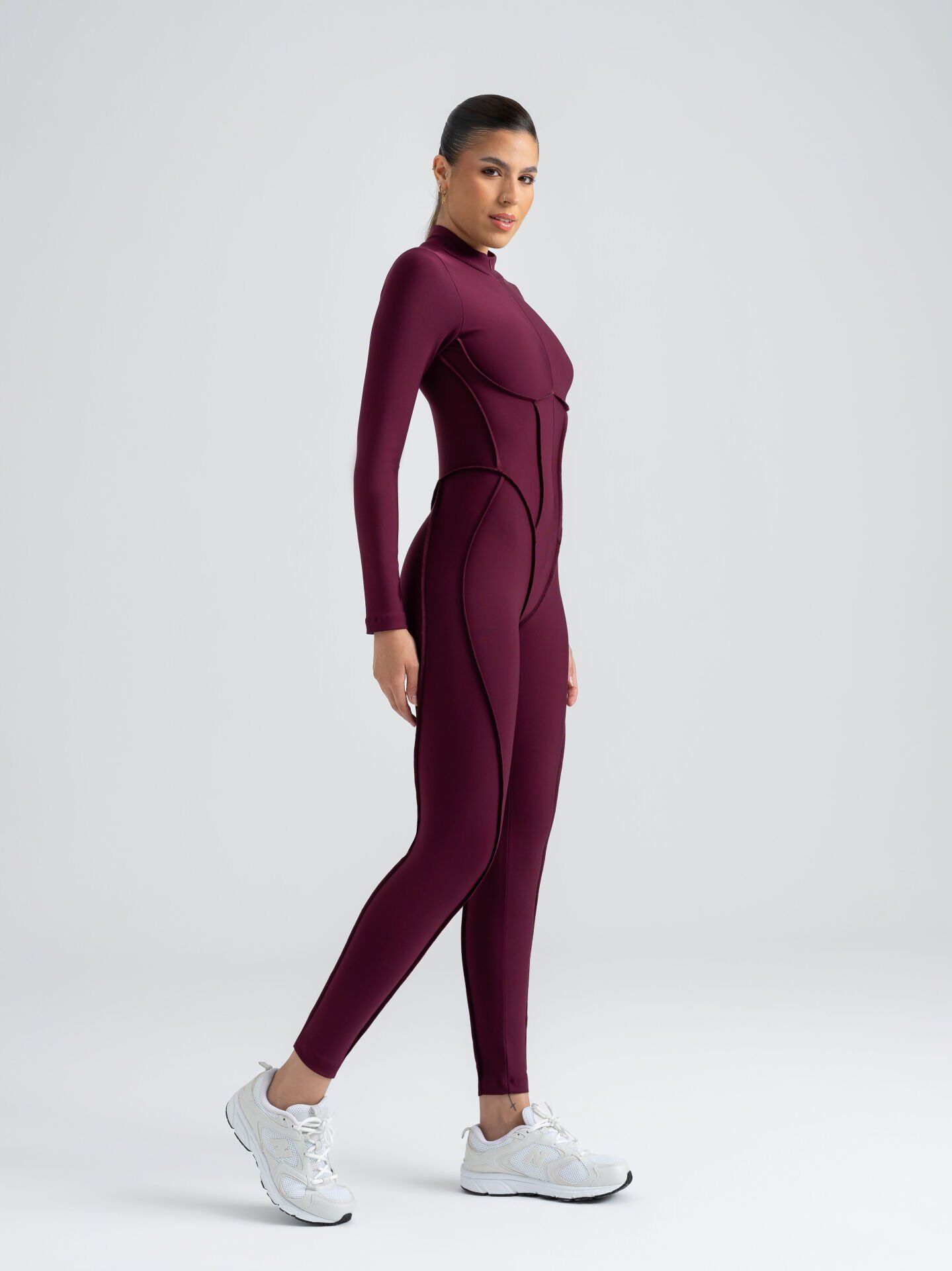 2360 Scuplt Line Jupmsuit Damson Color