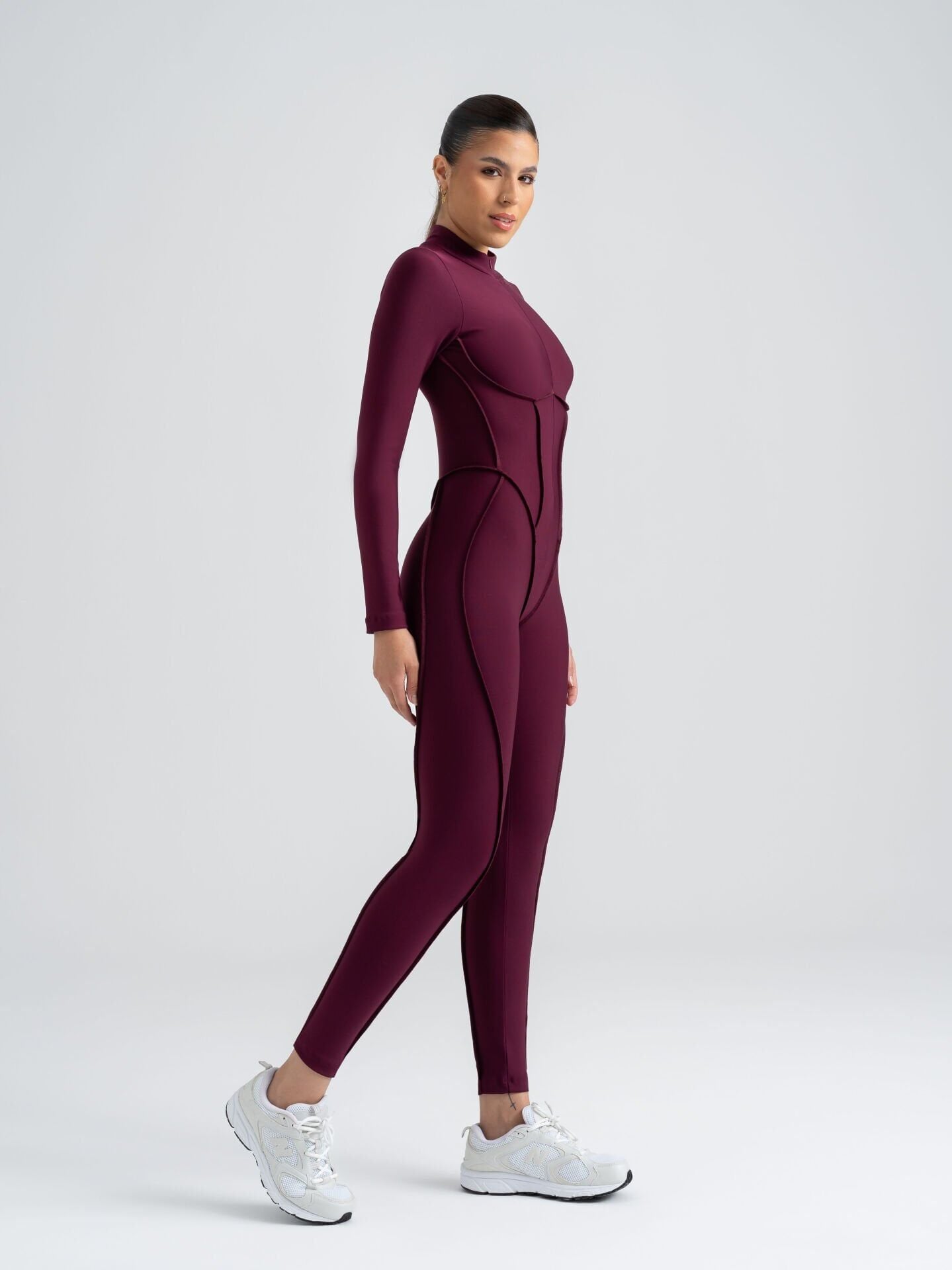 2360 Scuplt Line Jupmsuit Damson Color