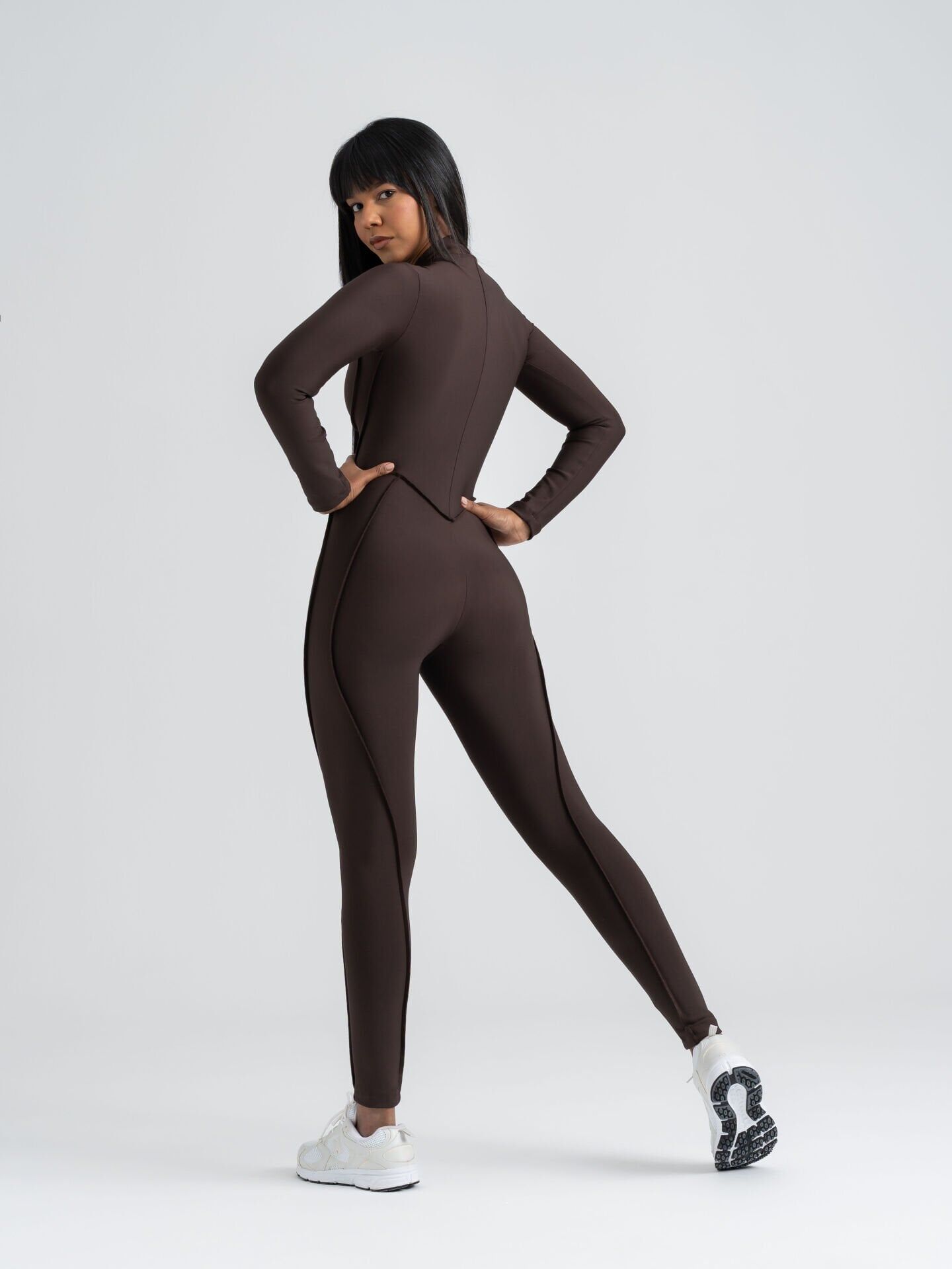 2361 Scuplt Line Jumpsuit Brown Color