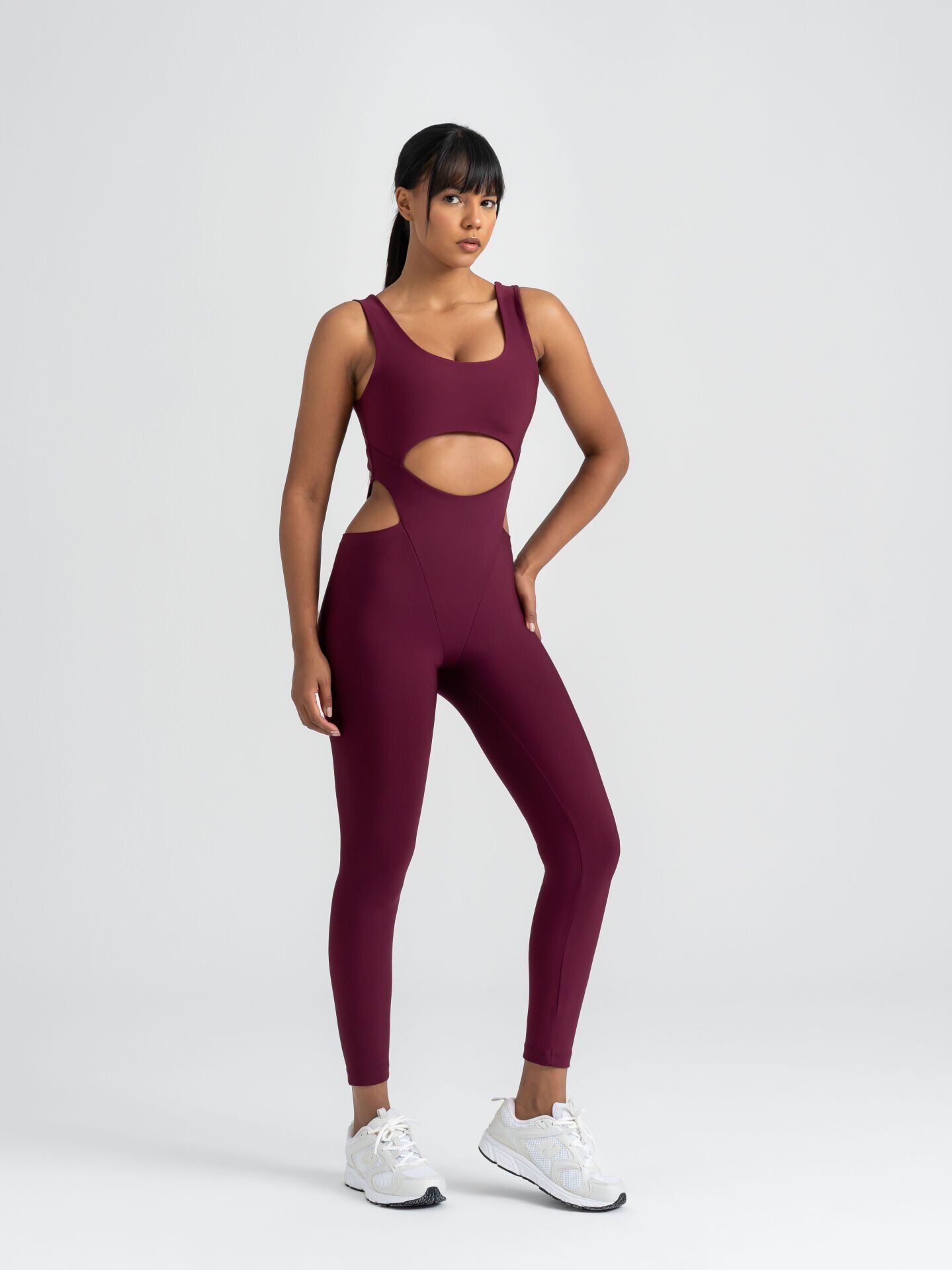 3402 Bold Curve Jumpsuıt Damson Color