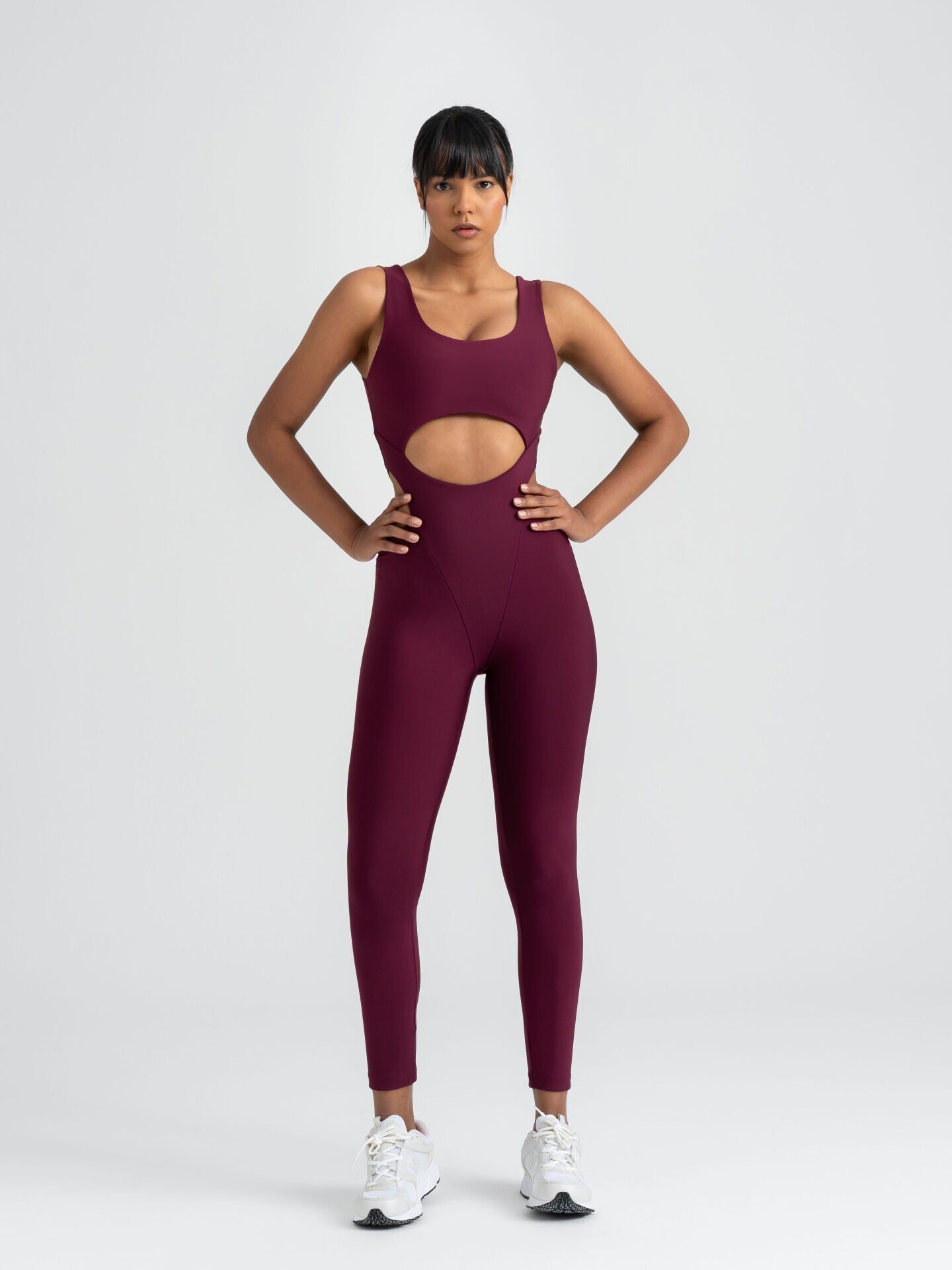 3402 Bold Curve Jumpsuıt Damson Color