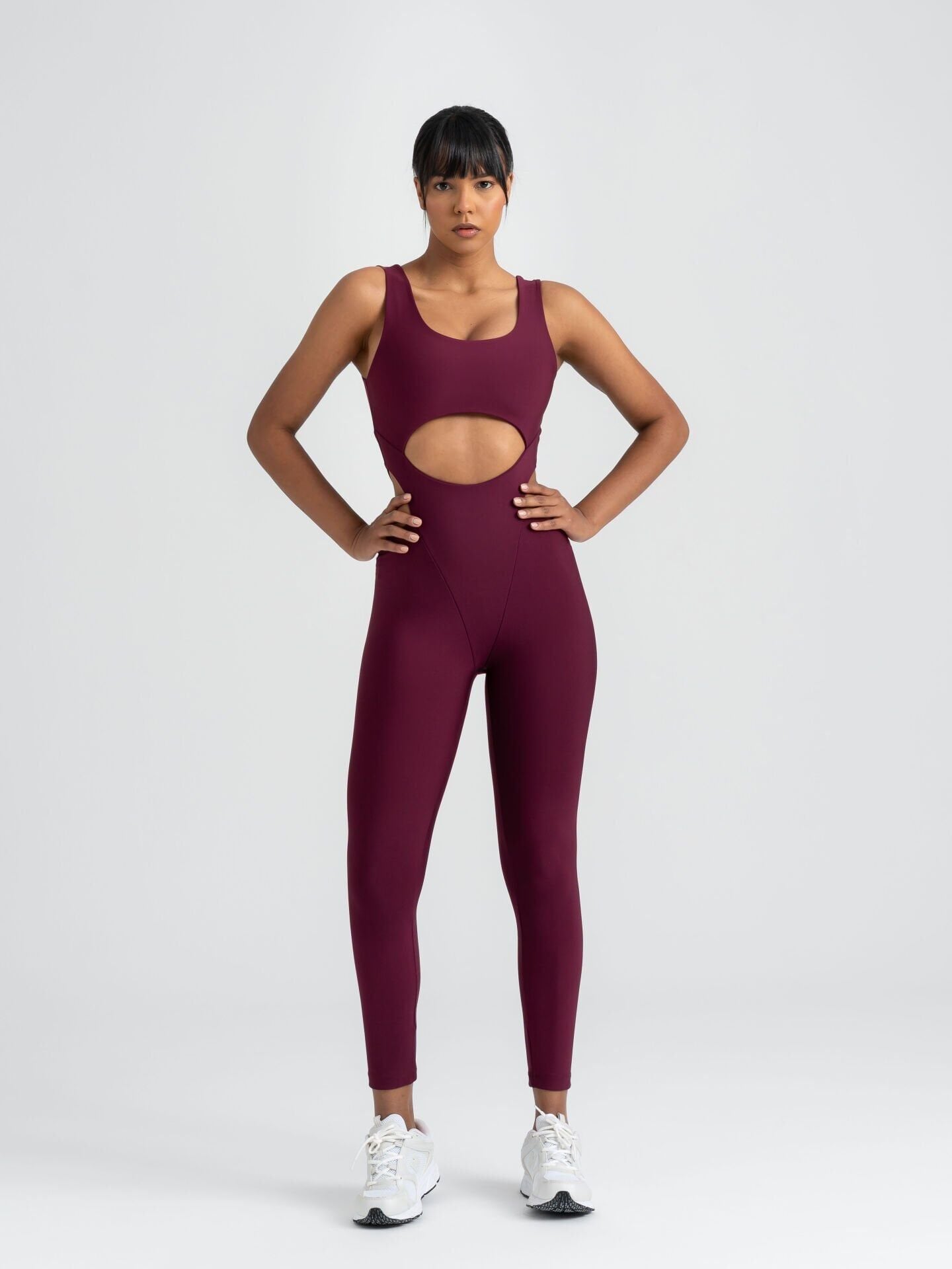 3402 Bold Curve Jumpsuıt Damson Color