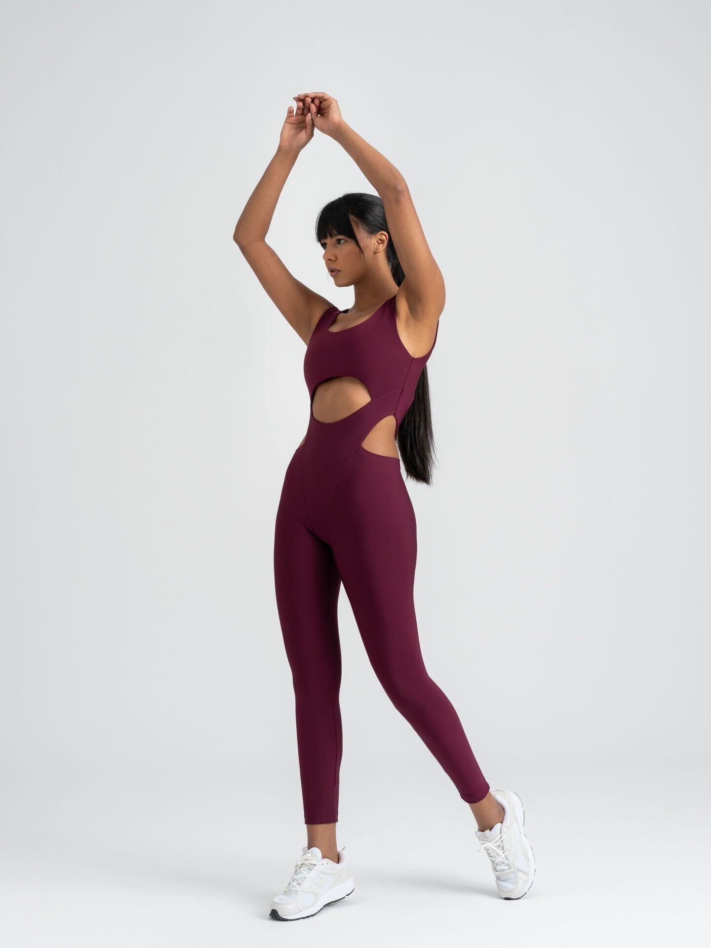 3402 Bold Curve Jumpsuıt Damson Color