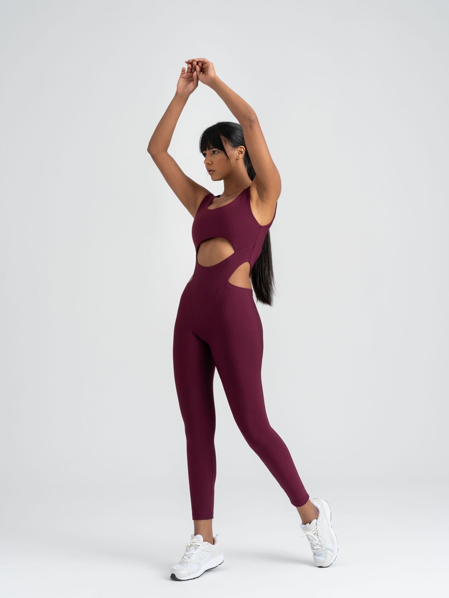 3402 Bold Curve Jumpsuıt Damson Color