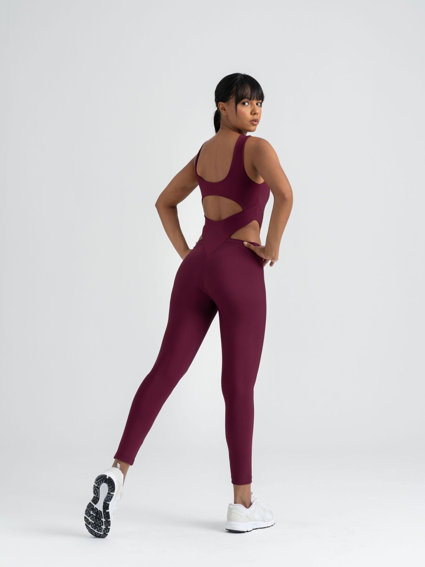 3402 Bold Curve Jumpsuıt Damson Color