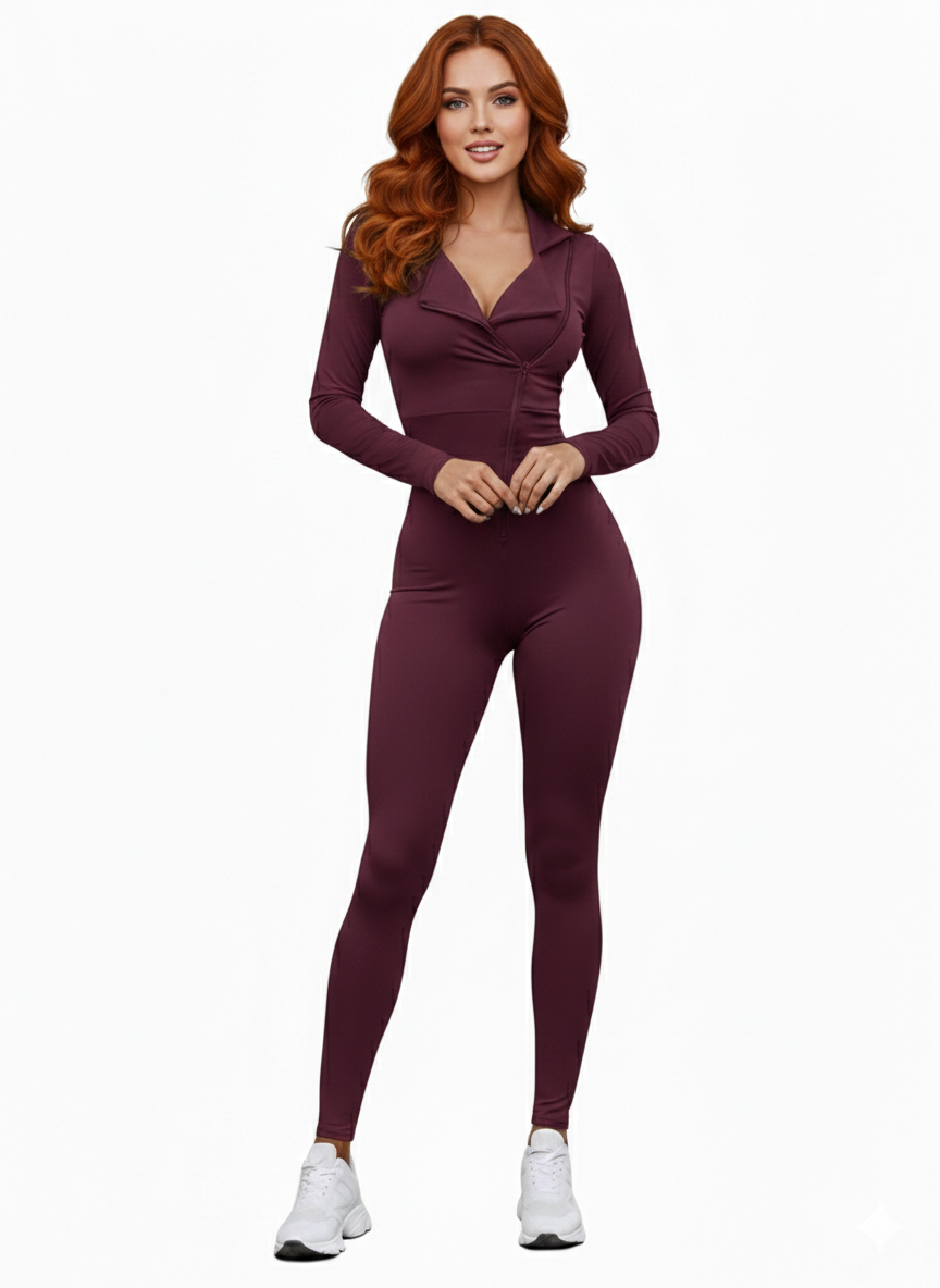 2368 Shadow Fit Spor Jumpsuit Damson Color