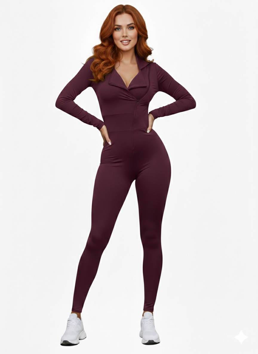 2368 Shadow Fit Spor Jumpsuit Damson Color