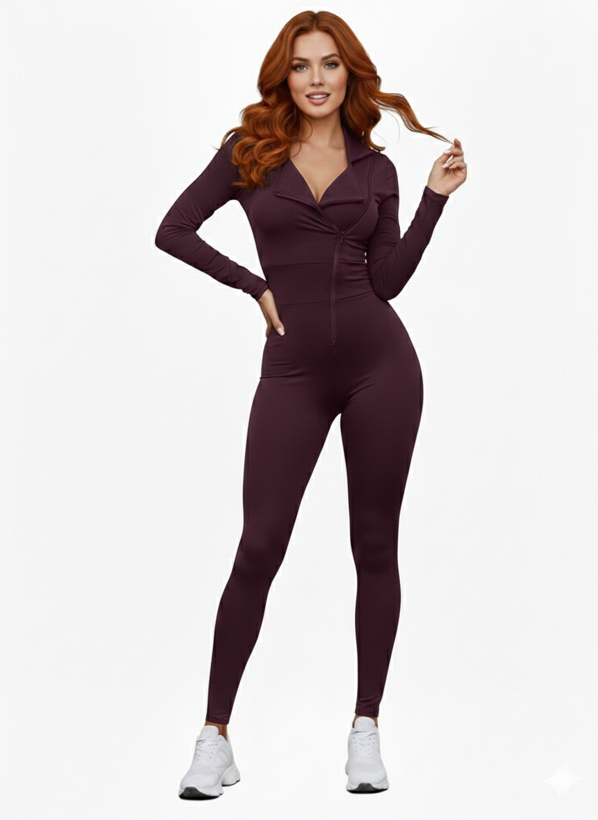 2368 Shadow Fit Spor Jumpsuit Damson Color