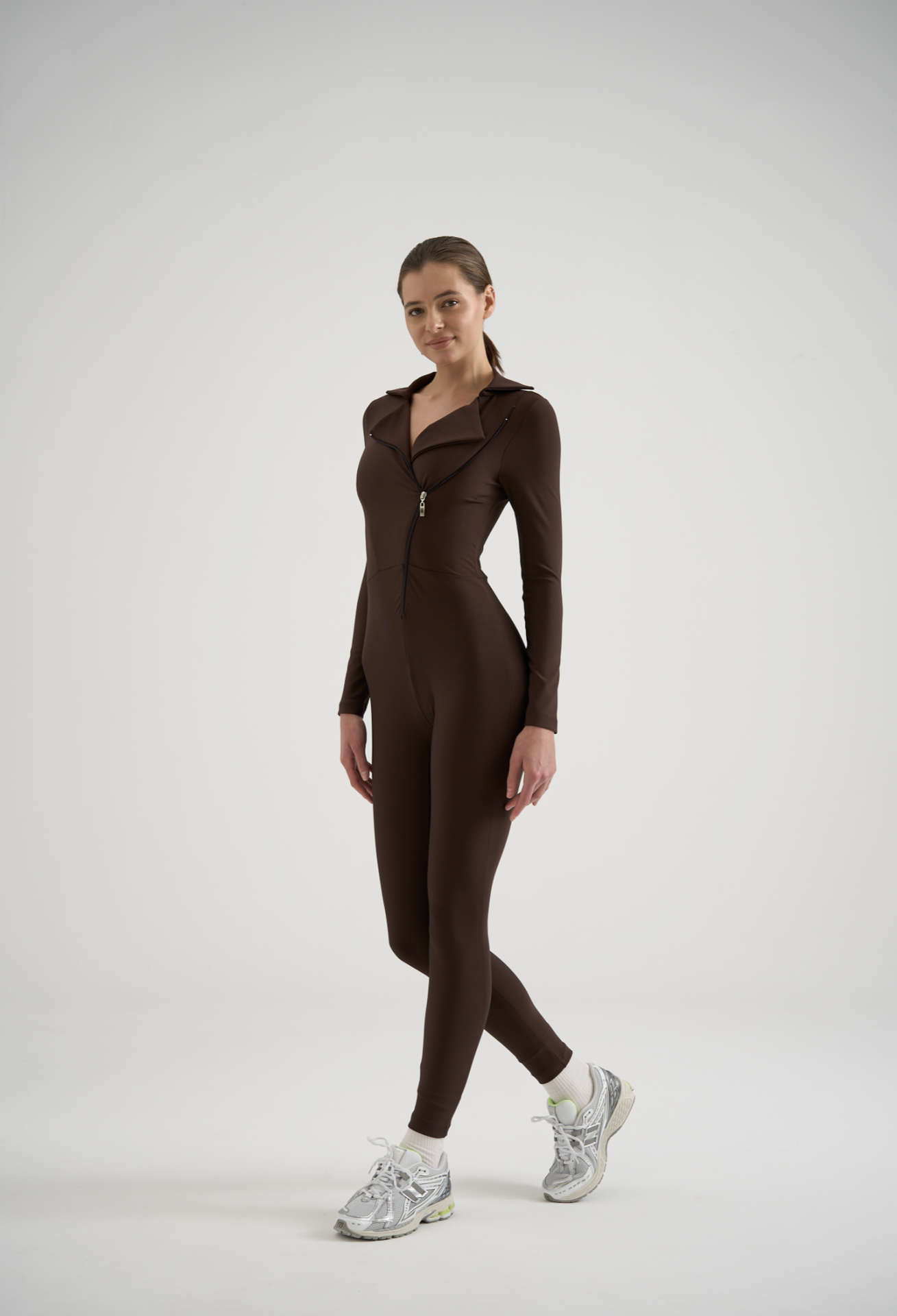 2366 Shadow Fit Spor Jumpsuit Brown Color