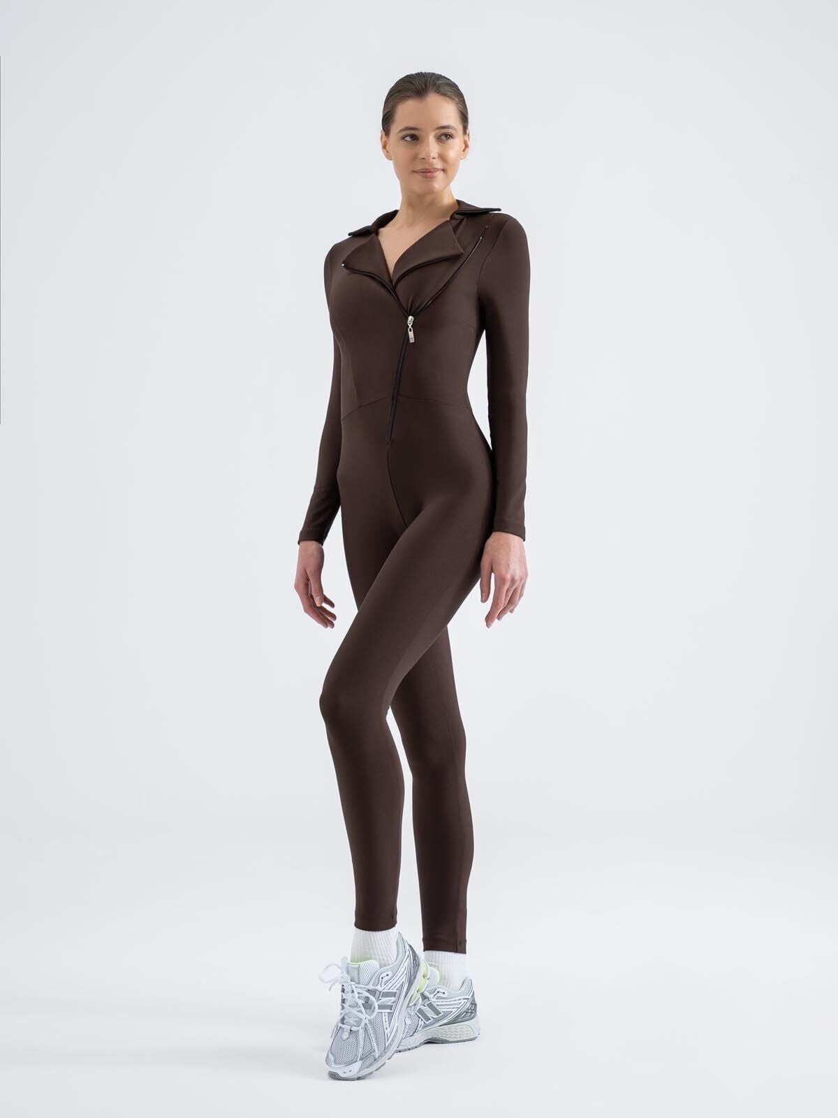 2366 Shadow Fit Spor Jumpsuit Brown Color