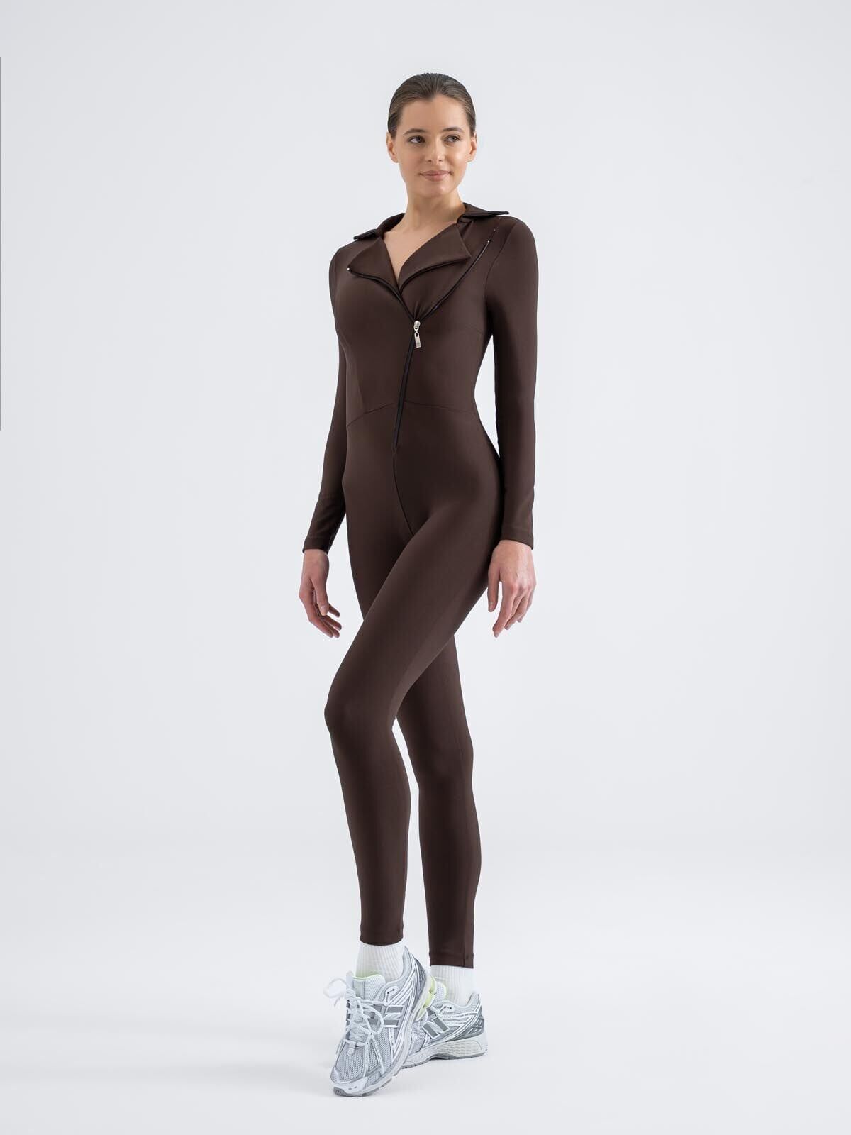 2366 Shadow Fit Spor Jumpsuit Brown Color
