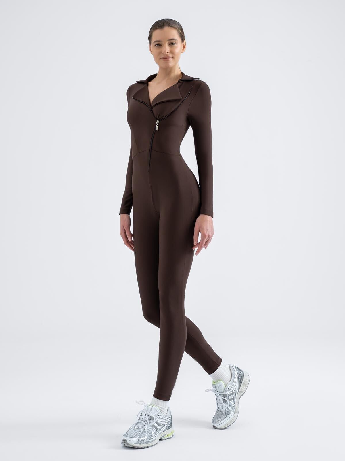 2366 Shadow Fit Spor Jumpsuit Brown Color