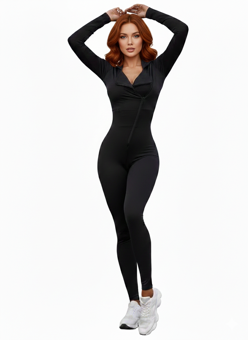 2354 Shadow Fit Spor Jumpsuit Black Color