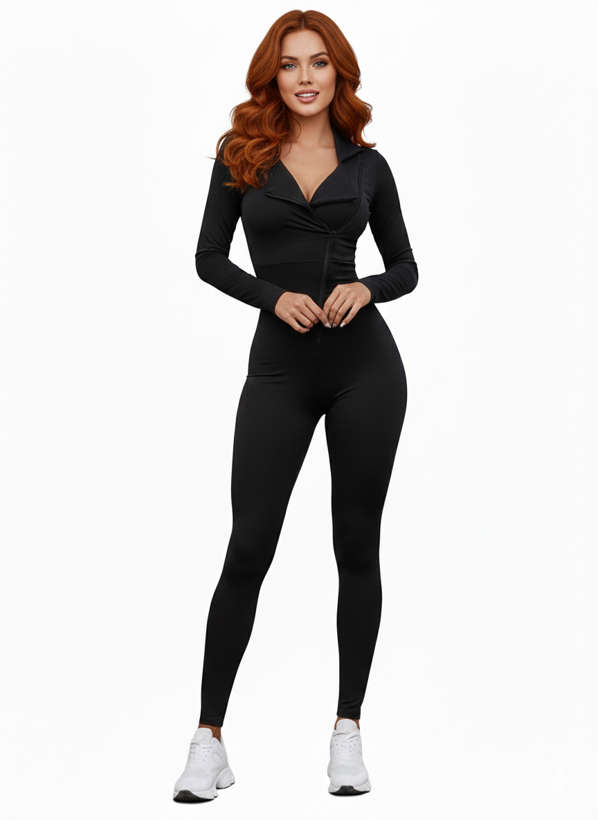 2354 Shadow Fit Spor Jumpsuit Black Color