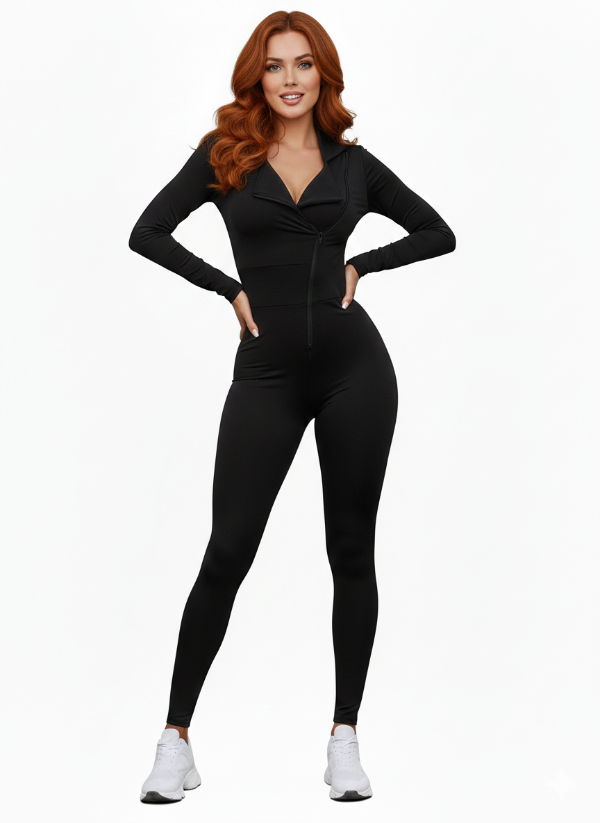 2354 Shadow Fit Spor Jumpsuit Black Color