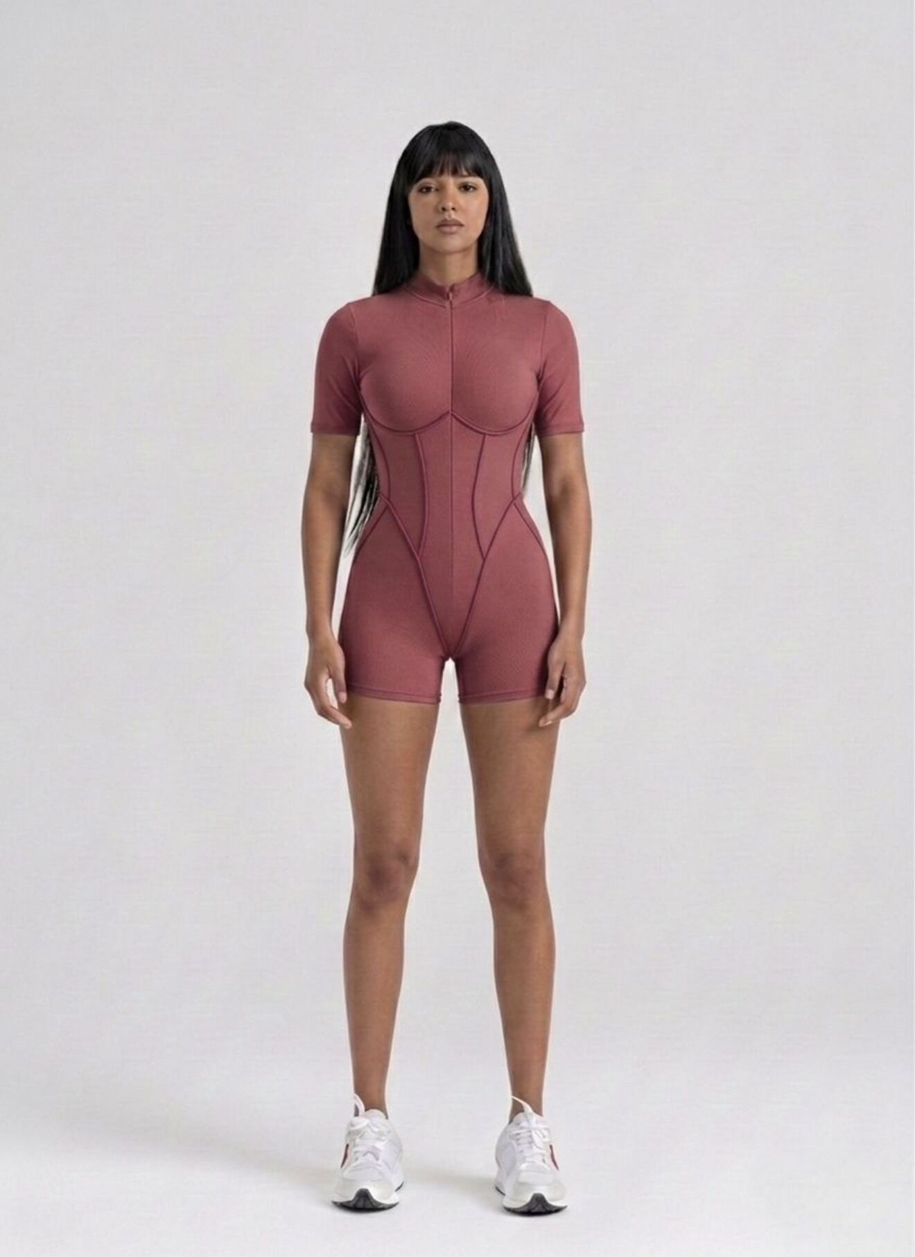 3503 Short Sculpt Line Jumpsuit Rose Color