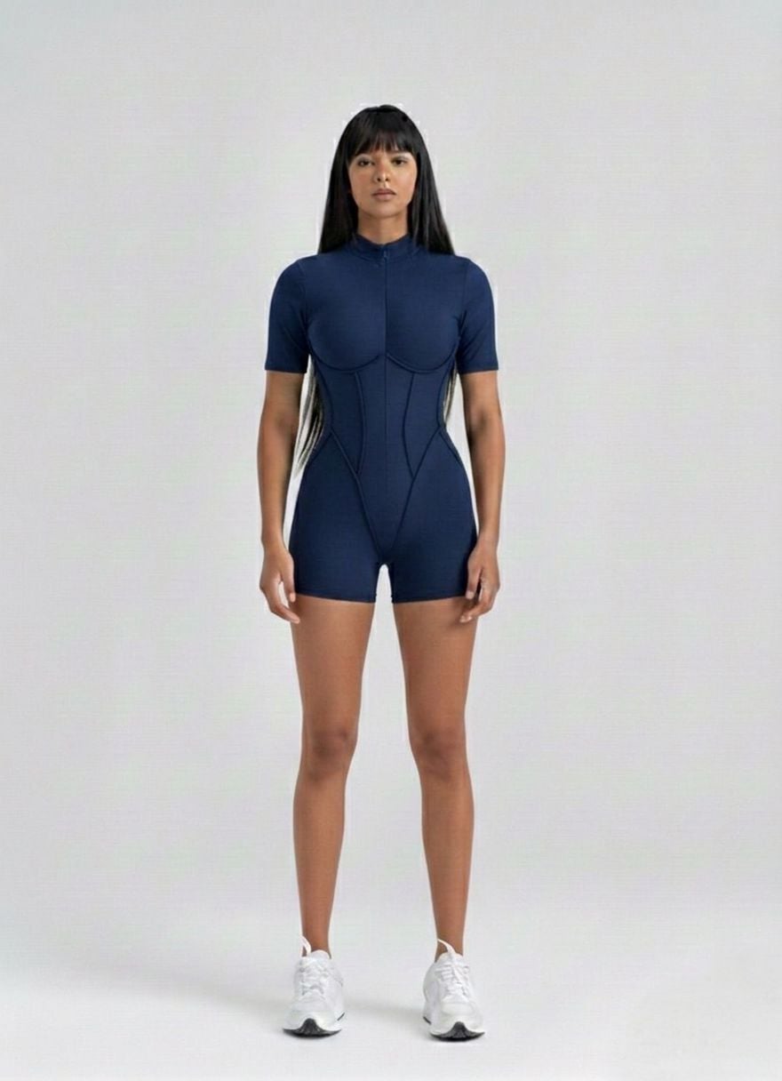 Şort Sculpt Lİne Jumpsuit Lacivert Renk 3502