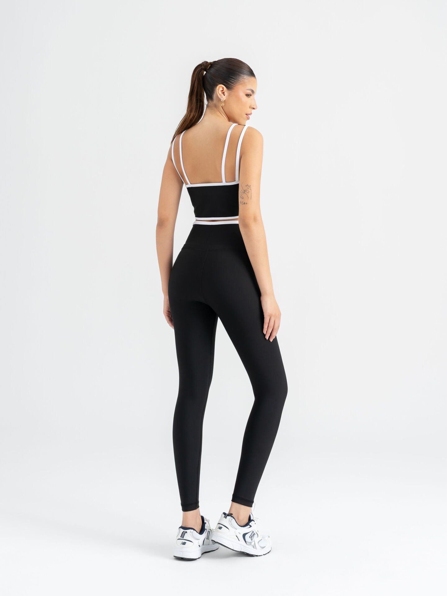 550 Ve waist Contrast Spor Leggings Black Leggings
