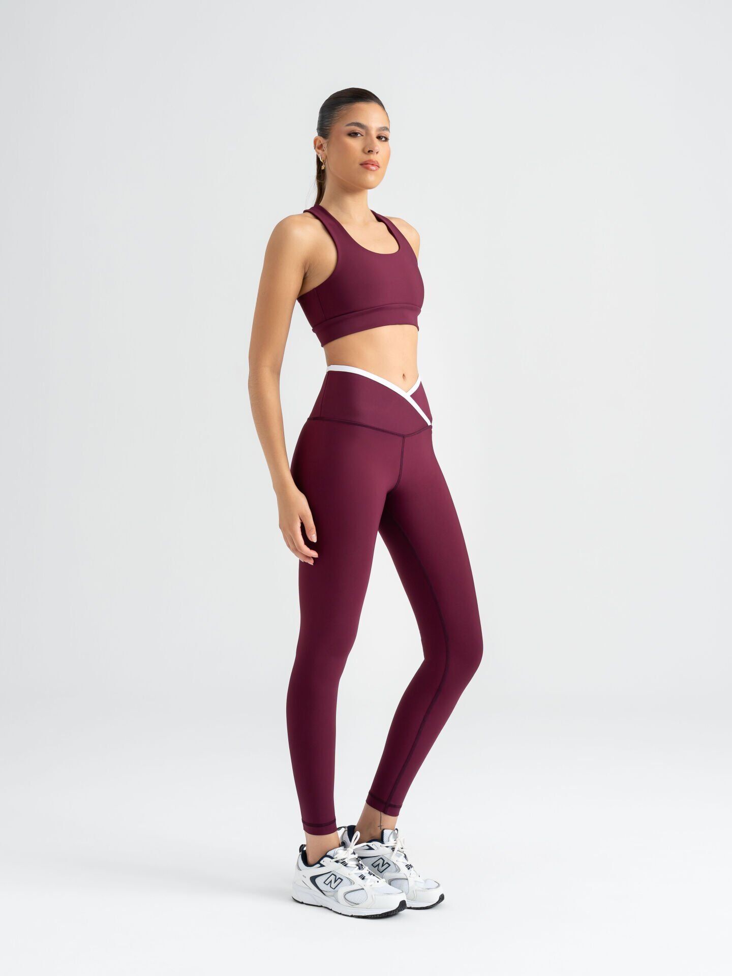 551 Ve Waist Contrast Leggings Damson Color