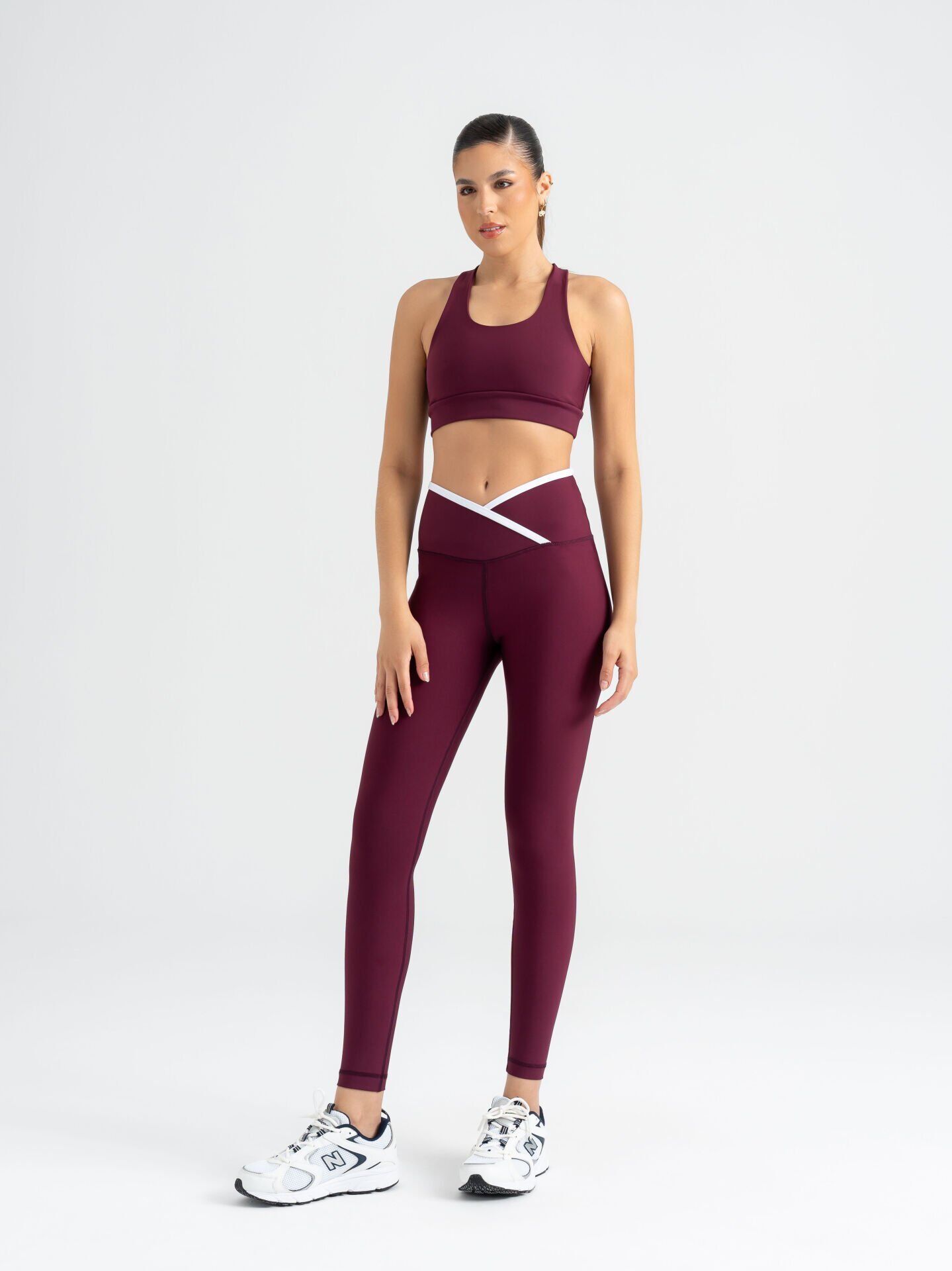 551 Ve Waist Contrast Leggings Damson Color