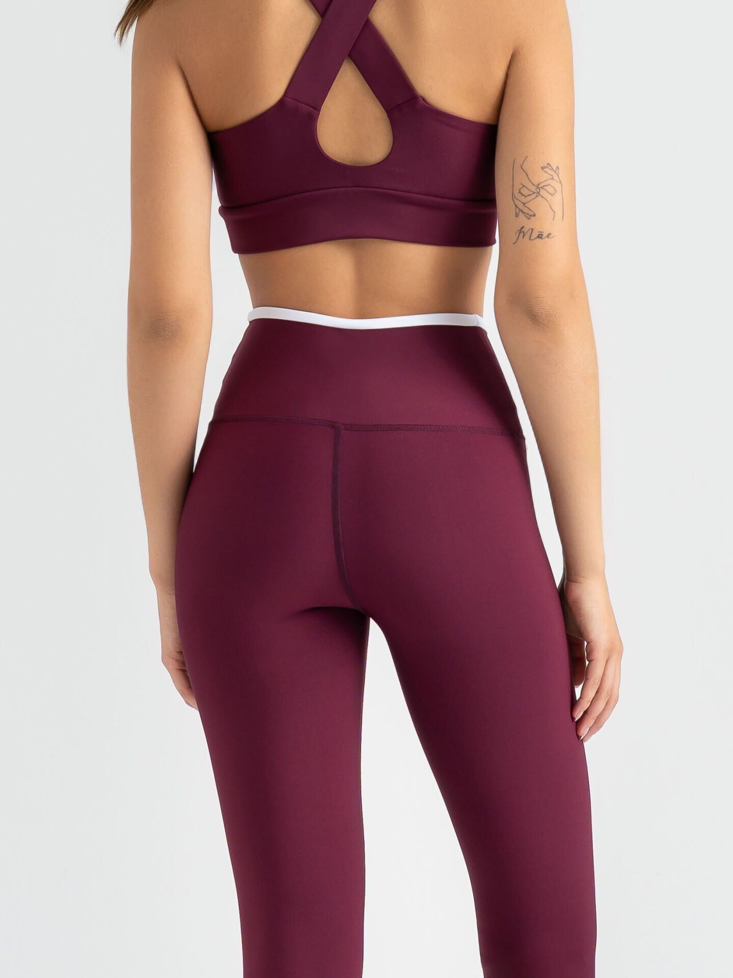 551 Ve Waist Contrast Leggings Damson Color