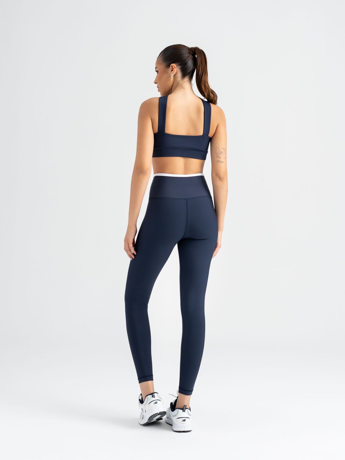 552 Ve Waist Contrast Leggings  Navy Blue Color