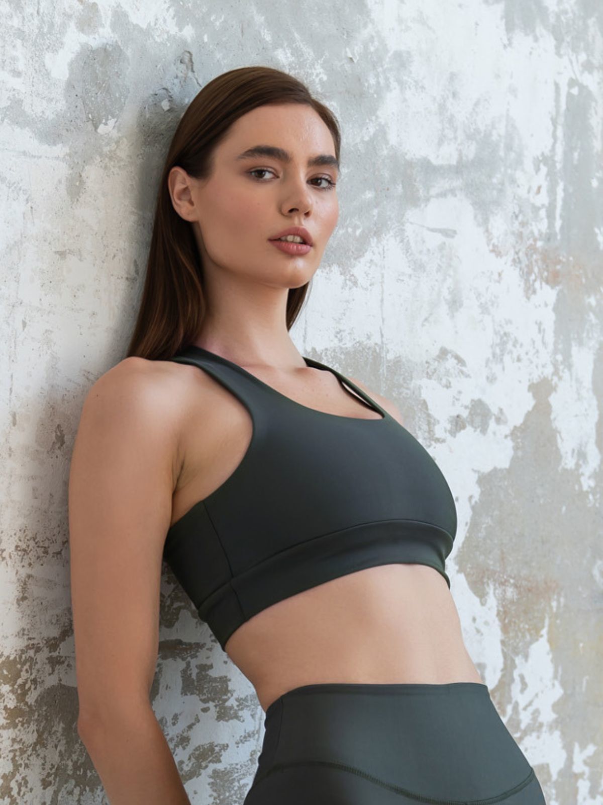 244 Single Crossed Spor Bra Khaki Color