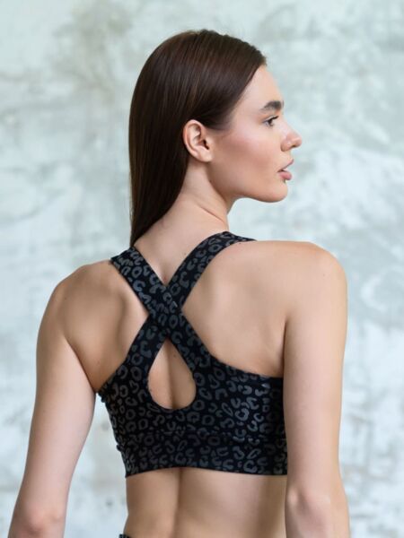 245 Single Crossed Spor Bra Leather Look